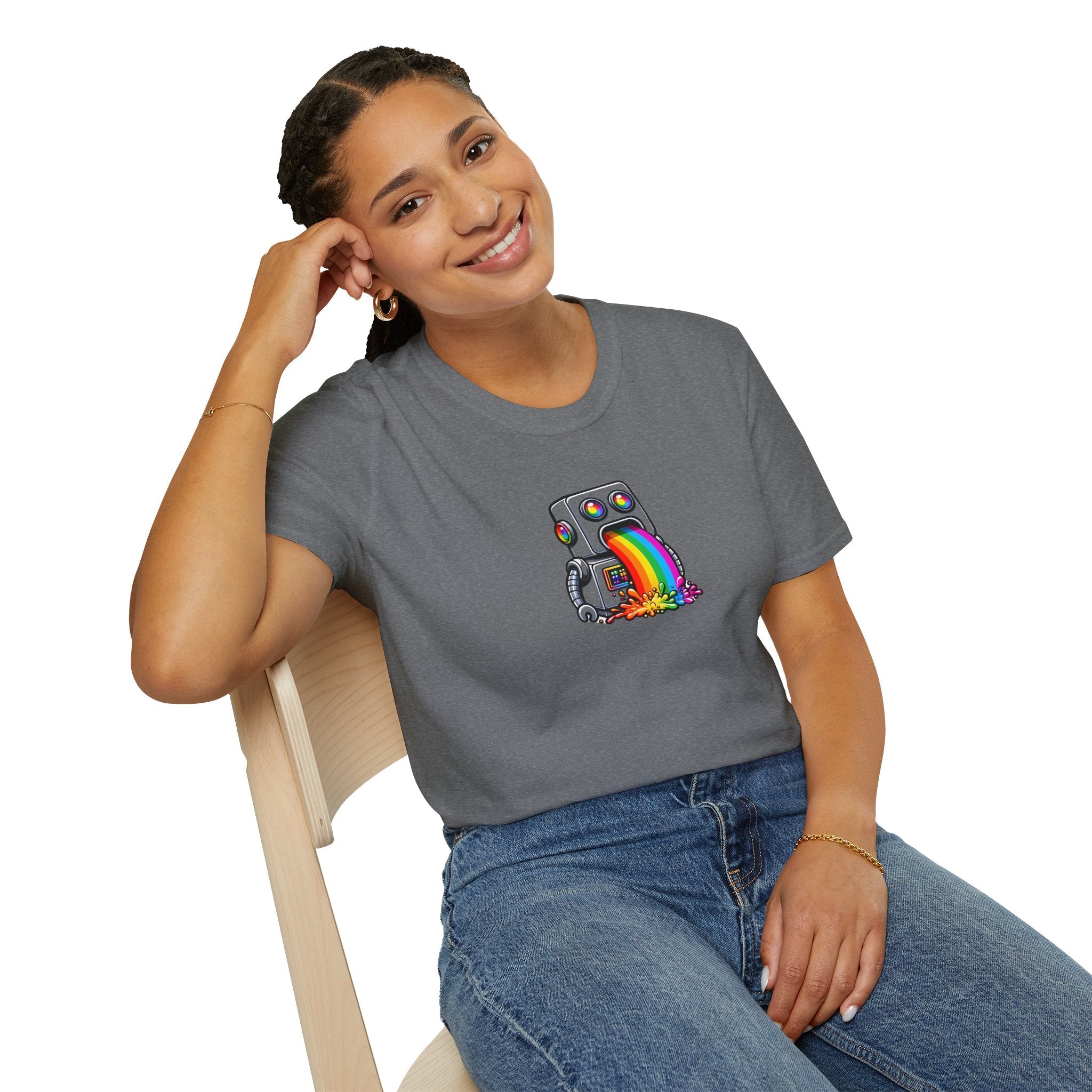 "BTS at Bespattered Facade" Rainbow Robot Unisex Softstyle T-Shirt