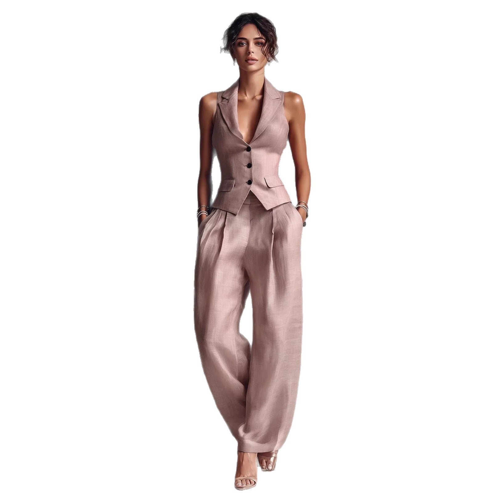 Women's Sleeveless Vest and Casual Pants Set Two-Piece Outfit