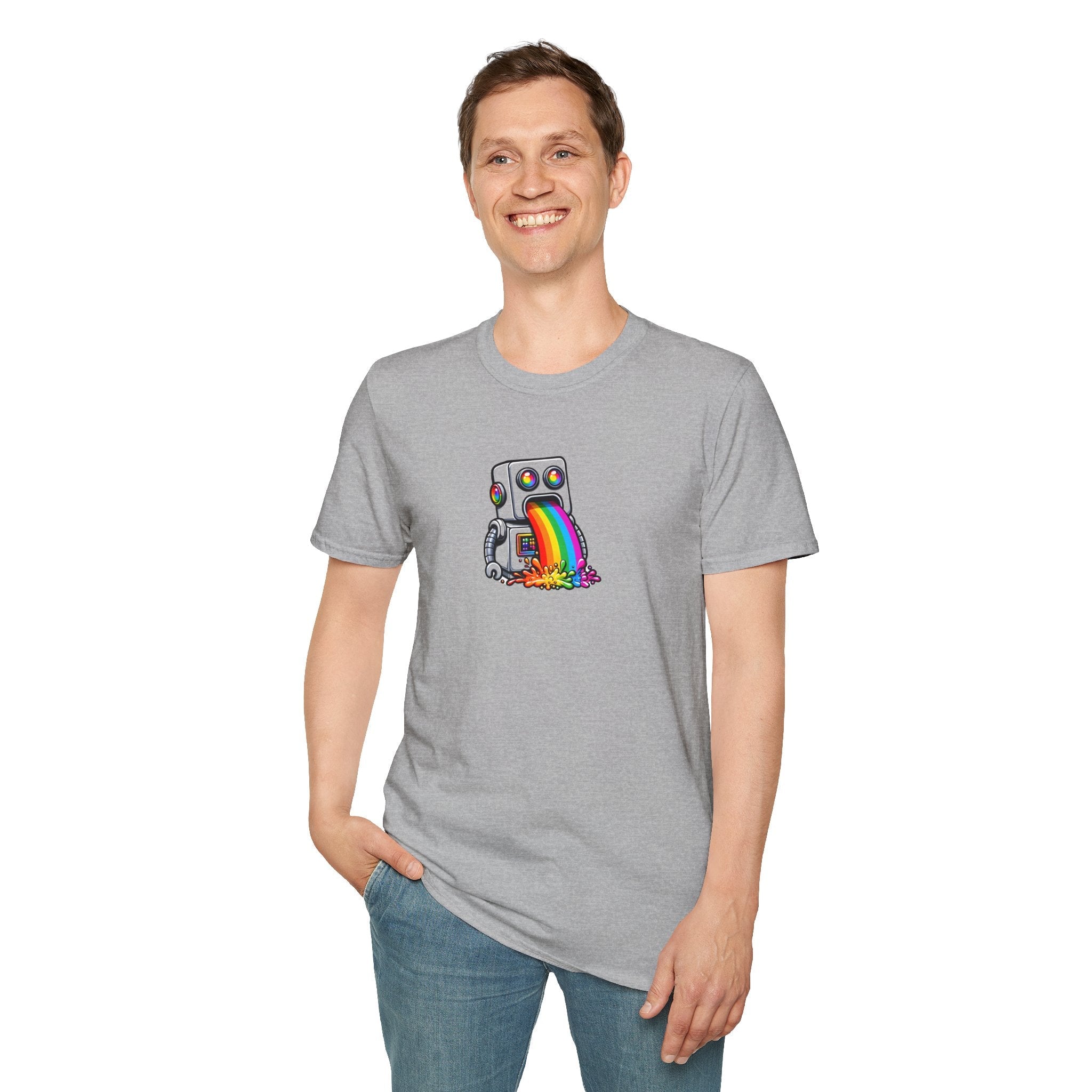 "BTS at Bespattered Facade" Rainbow Robot Unisex Softstyle T-Shirt