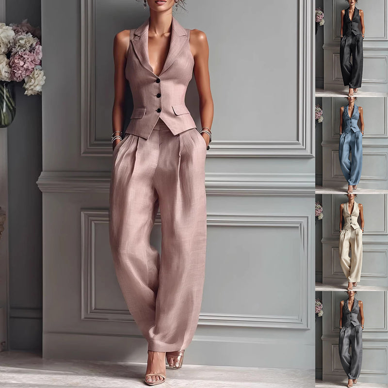 Women's Sleeveless Vest and Casual Pants Set Two-Piece Outfit