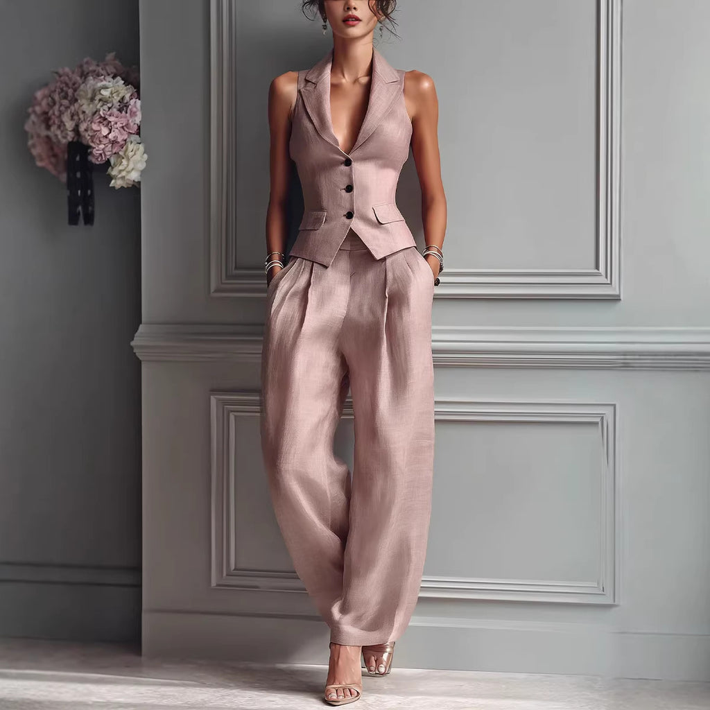 Women's Sleeveless Vest and Casual Pants Set Two-Piece Outfit