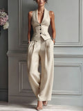 Women's Sleeveless Vest and Casual Pants Set Two-Piece Outfit
